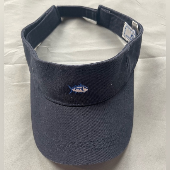 Southern Tide Navy Blue Cotton Visor Hat Adjustable Strap Fish Logo - Picture 1 of 6